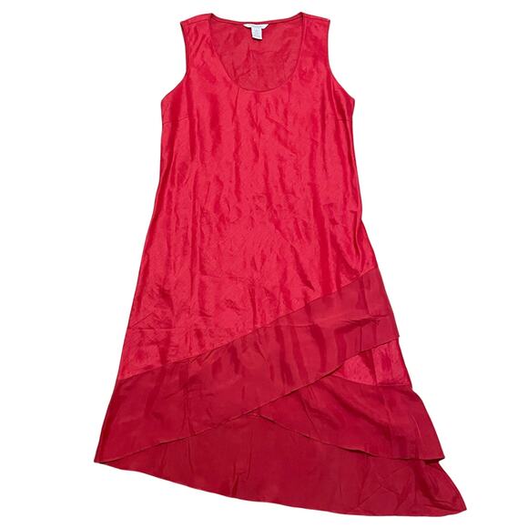 Sundance Women's Large Red Linen Silk‎ Shift Enchanted Asymmetrical Maxi Dress - Picture 1 of 5